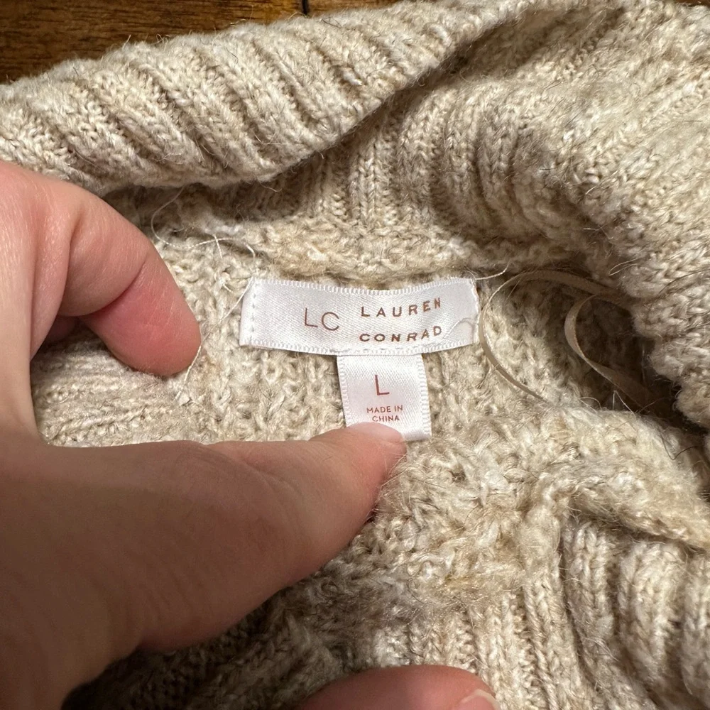 LC Lauren Conrad Mock Neck Cream Sweater - Picture 3 of 4